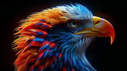 Wall Mural - A colorful bird with a red beak and blue feathers