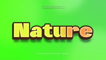 Wall Mural - Green orange and brown nature 3d editable text effect - font style