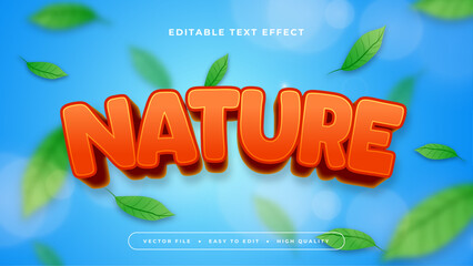 Wall Mural - Green orange and blue nature 3d editable text effect - font style