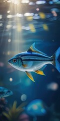 Bonito fish underwater background