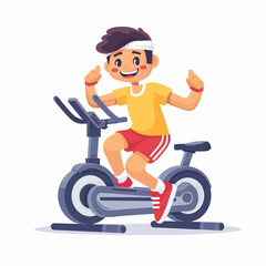 Wall Mural - a man is running on a stationary bike