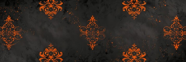 Wall Mural - Bold spiced orange damask patterns, evoking a festive and warm aesthetic for any creative project.