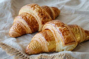 Wall Mural - Golden Croissants: French Soft Focus Breakfast Photography