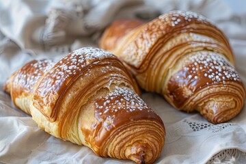 Wall Mural - French Flair: Two Traditional Croissants at a Charming French Eatery