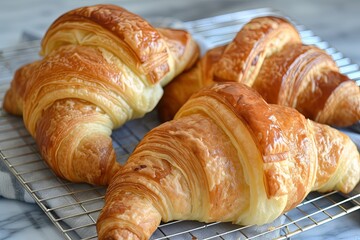 Poster - Croissant Bliss: A French Twist in Two Crusty Golden Artisan Pastries