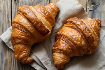 Wall Mural - Delicious Traditional French Croissants - Breakfast Pastry With a Twist Photo