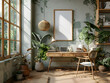 Touch of Modernity: Vintage Study Enriched by Small White Frame Mockup
