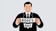 world boss day in october line art. Happy Boss's Day. October 16. Generative Ai.