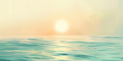 Poster - Tranquil Horizons: A Panoramic Sunset Seascape with Vivid Sky and Gentle Waves