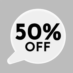 Wall Mural - 50% 3D discount icon
Sale gray icon for website
3D sale icon with white background