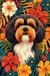 flat illustration of Lhasa Apso dog with calming colors