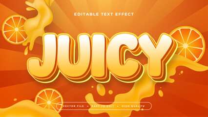 Wall Mural - Orange yellow and white juicy 3d editable text effect - font style