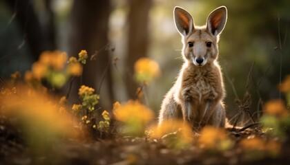 Wall Mural - Small Wallaby Sitting in Forest