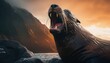 Galapagos Sea Lion With Open Mouth on Rocky Beach