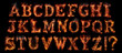 © Oxy Grizzly - Fire font alphabet made of burning letters on black background.