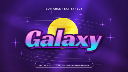 Wall Mural - Yellow purple violet and blue galaxy 3d editable text effect - font style