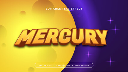 Wall Mural - Yellow orange and purple violet mercury 3d editable text effect - font style