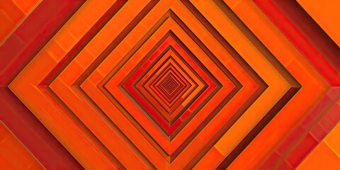Poster - A bright orange background with squares of different sizes. The squares are arranged in a way that creates a sense of depth and movement. Scene is energetic and dynamic