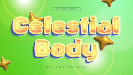 Wall Mural - Green yellow and orange celestial body 3d editable text effect - font style