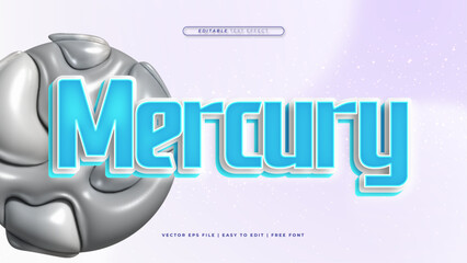 Wall Mural - Blue purple violet and gray grey mercury 3d editable text effect - font style