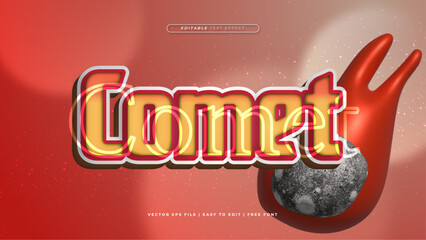 Wall Mural - Orange red and gray grey comet 3d editable text effect - font style