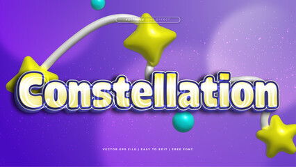 Wall Mural - Yellow blue and purple violet constellation 3d editable text effect - font style