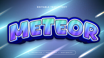 Wall Mural - Blue white and purple violet meteor 3d editable text effect - font style