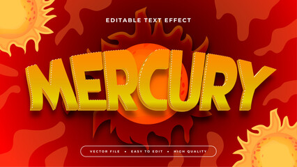 Wall Mural - Yellow red and orange mercury 3d editable text effect - font style