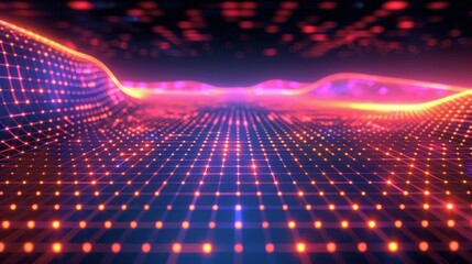 Grid Texture: A 3D vector illustration of a grid effect on a digital interface