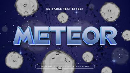 Wall Mural - Blue and gray grey meteor 3d editable text effect - font style