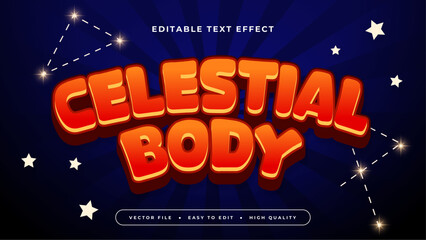 Wall Mural - Orange white and blue celestial body 3d editable text effect - font style