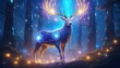 this graceful deer into a mystical forest guardian, adorned with glowing runes and ethereal antlers.