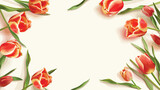 Fototapeta Tulipany - Blank card and beautiful tulip flowers on light background