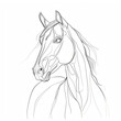 Graphic drawing of a horse black and white in color