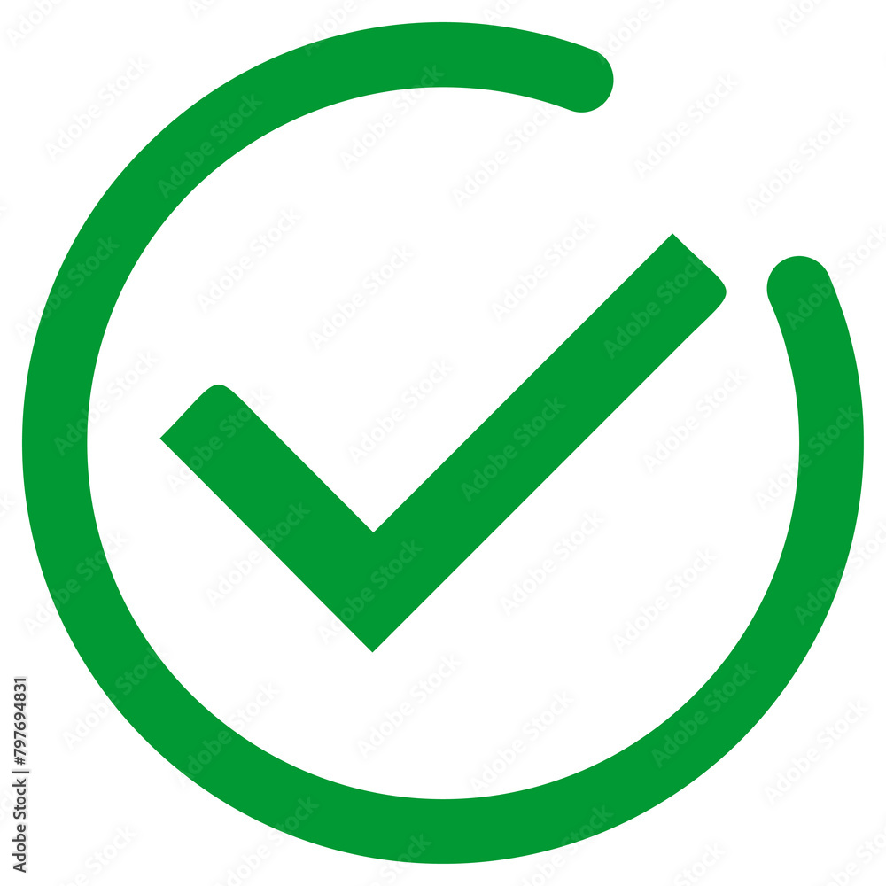 Green Check Mark with Cut Out Round Outline Stock Illustration | Adobe ...