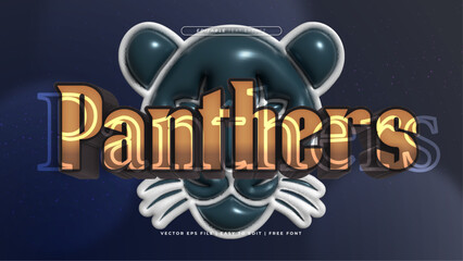 Wall Mural - Brown blue and white panthers 3d editable text effect - font style
