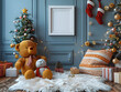 Whimsical Christmas Cheer: White Frame Mockup in Children's Playroom