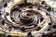 Close-up of a Dark and White Chocolate Swirl with Chocolate Chips and Shavings