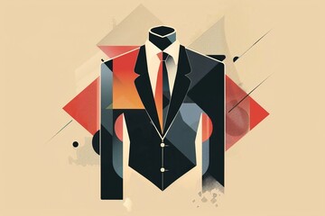 Canvas Print - An abstract representation of a business suit, using only geometric shapes --ar 3:2 Job ID: 744dbb8d-80fa-4a16-ad52-8b1859e4b1aa