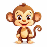 Fototapeta  - 3d photo of happy monkey baby on white background made with generative ai