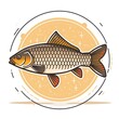 carp fish cartoon flat illustration minimal line art