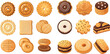 Biscuit cookie snacks. Vector cookies biscuits for teatime