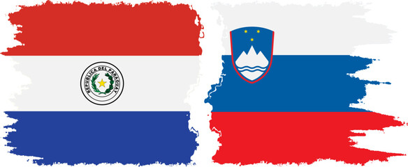 Slovenia and Paraguay grunge flags connection vector