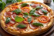 Pepperoni Pizza with Tomato, Fresh Basil, and Cheesy Delight � Baked Freshly for a Quick Snack