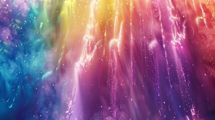 Wall Mural - An enchanting explosion of rainbow powder cascading like a waterfall