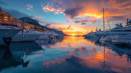 Wall Mural -  Monaco Marina, with luxurious boats and clear waters