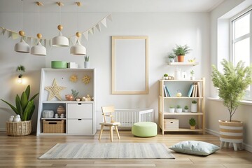 Wall Mural - Kids room blank frame mockup