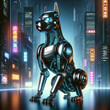 Futuristic Robotic Dog in Neon Cybercity