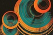 Psychedelic Groove: 70s Retro Dance Cover Image in Vibrant Orange & Teal Gradients on Black