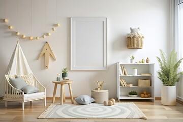 Wall Mural - Kids room blank frame mockup